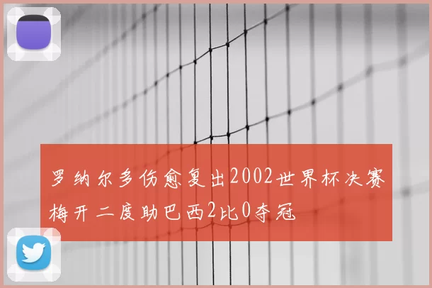 罗纳尔多伤愈复出2002世界杯决赛梅开二度助巴西2比0夺冠